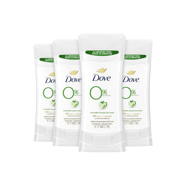 4 Dove 0% Aluminum Deodorant Stick Cucumber and Green Tea