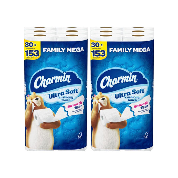 60 Family Mega Rolls of Charmin Toilet Paper Ultra Soft Cushiony Touch + Get $20 Amazon Credit!