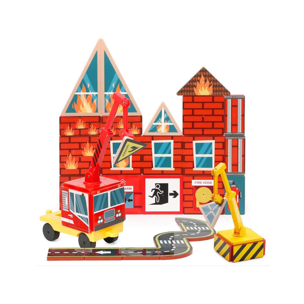 40-Pcs Magnetic Firefighting City Rescue Set