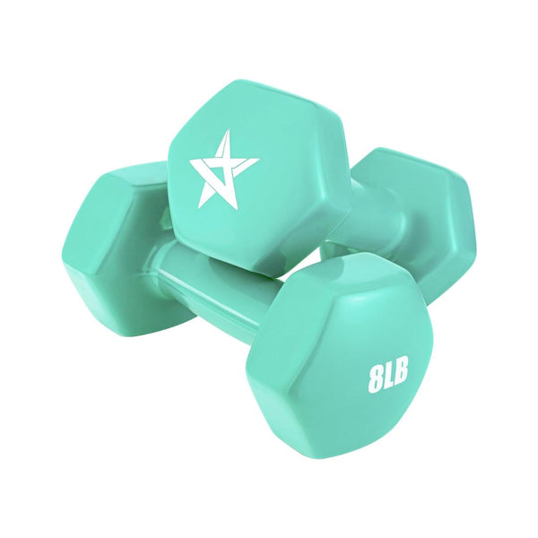 Pair of 8lbs Yes4All Vinyl Hexagon Dumbbell