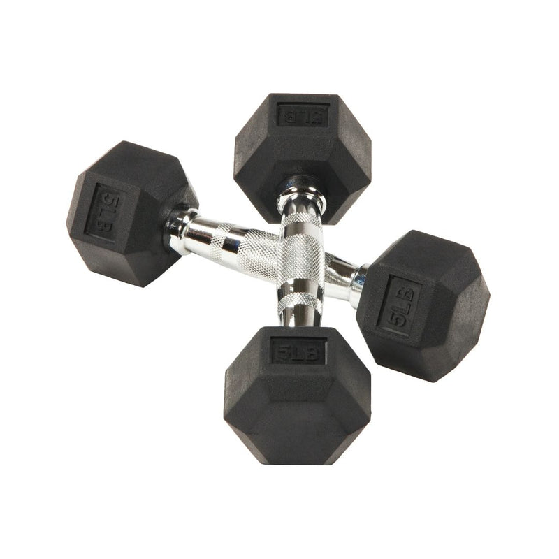 Pair of Non-Slip Grip Rubber Hex Dumbbell