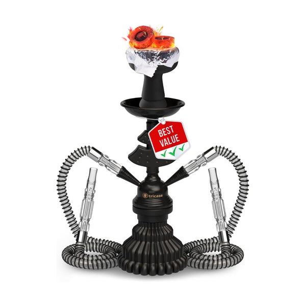 Hookah Set with 2 Hoses, Silicone Bowl, Tips, & Accessories