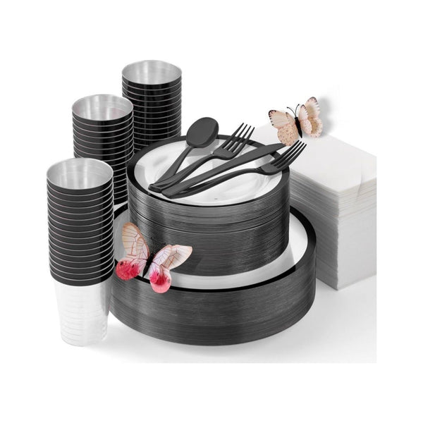 400-Pcs Disposable Plastic Dinnerware Set (3 Colors)