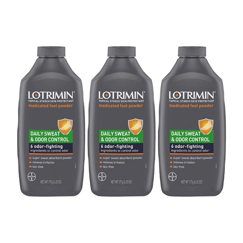 3-Pack Lotrimin Daily Sweat & Odor Control Medicated Foot Powder
