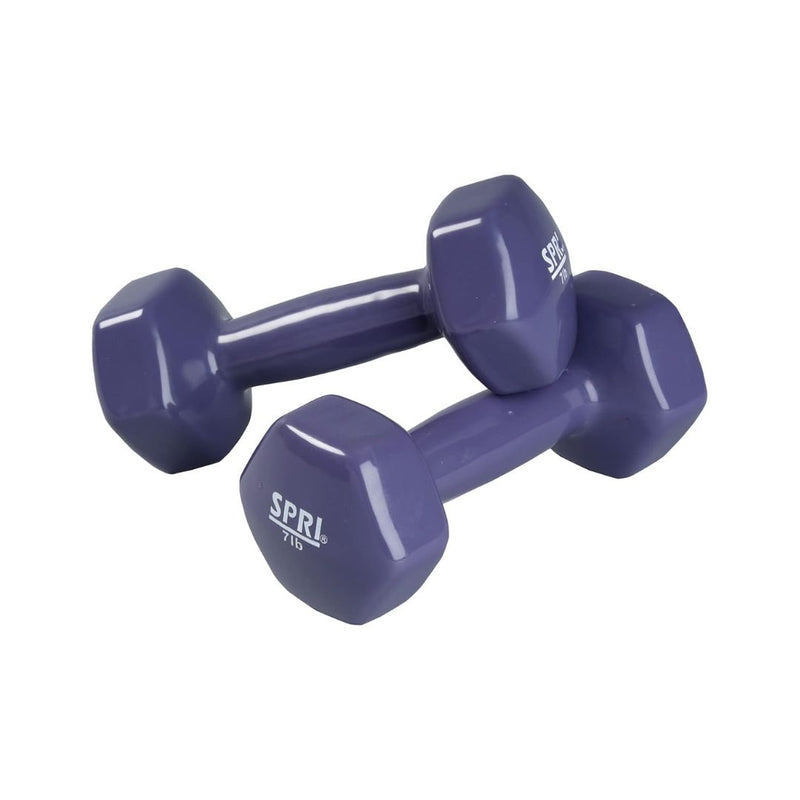 2 SPRI 7 lbs Vinyl Coated Dumbbell Set