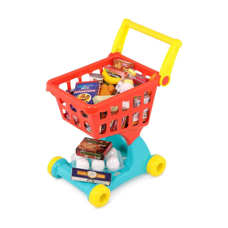 Battat Pretend Shopping Playset with Cart & 29 Play Food Items