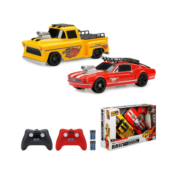 New Bright Remote Control Road Rally Battery Truck/Car Chevy Vs Mustang Race Set