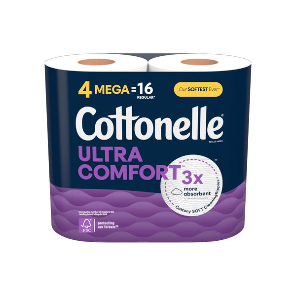 Cottonelle Ultra Comfort Soft Toilet Paper (4 Mega Rolls = 16 Regular Rolls)