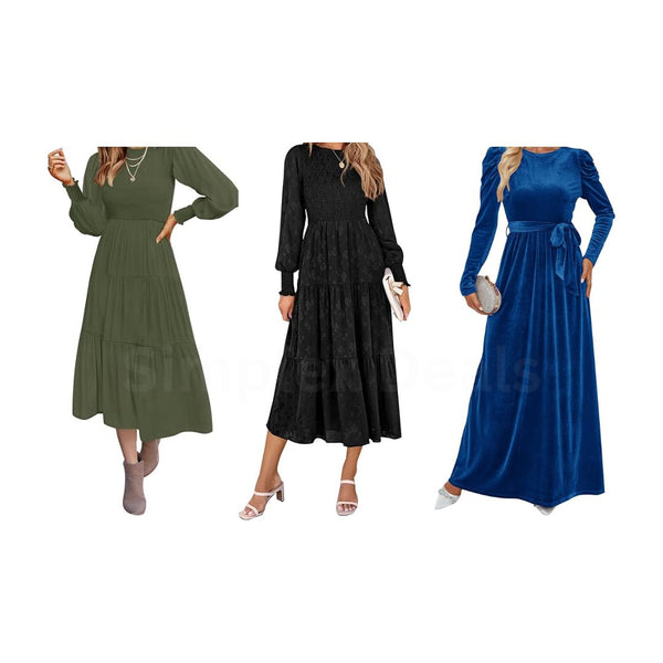 3 Styles Modest Dresses (Many Colors & Sizes)