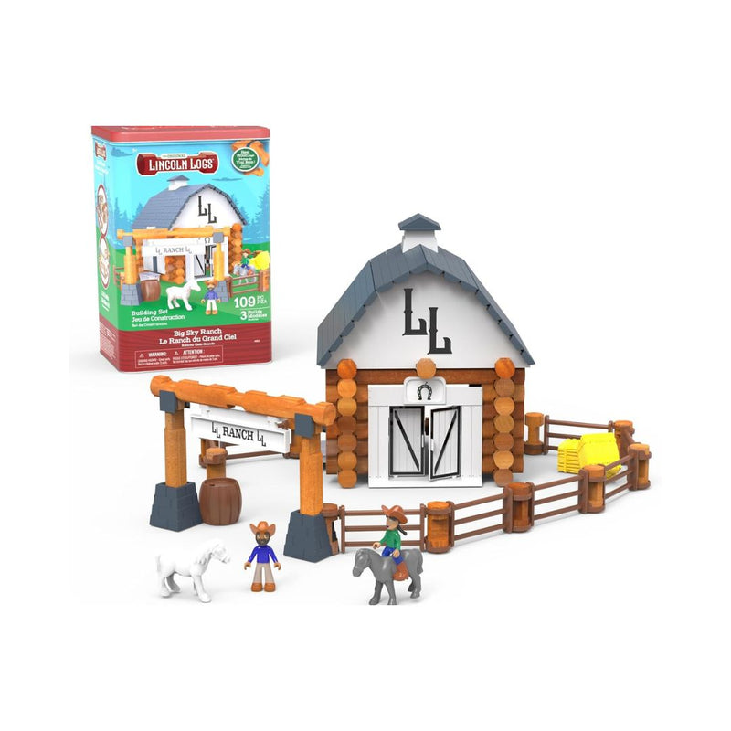 100+ Pcs Lincoln Logs Big Sky Ranch Building Set