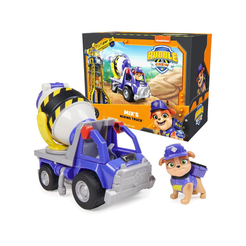 Rubble & Crew, Mix’s Cement Mixer Toy Truck with Action Figure