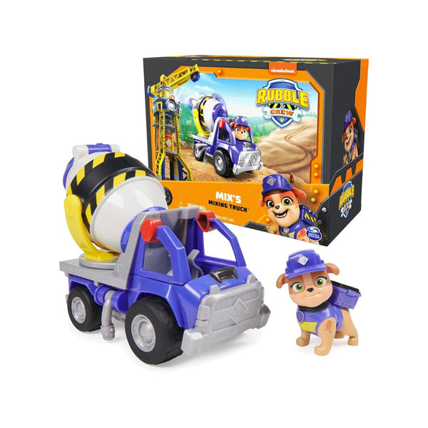 Rubble & Crew, Mix’s Cement Mixer Toy Truck with Action Figure