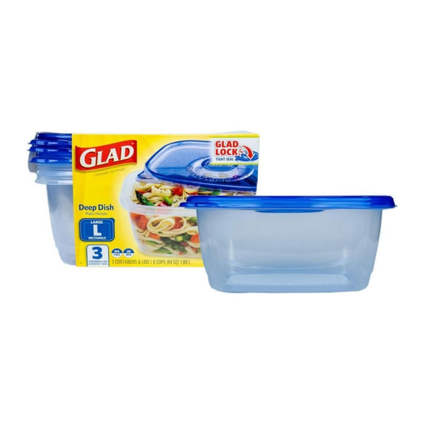 3 GladWare Deep Dish Food Storage Containers