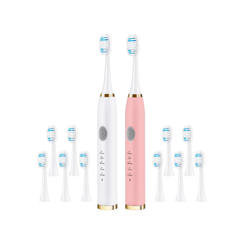 2-Pack Electric Toothbrush with 10 Replacement Brush Heads