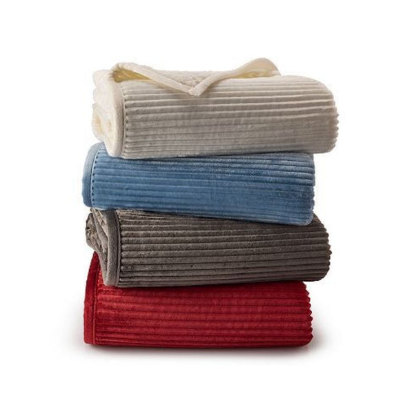 Rib Plush to Sherpa Throw Blanket (4 Colors)