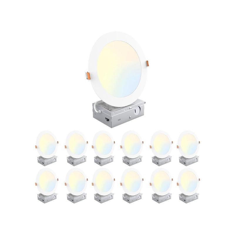 12 Pack Ultra-Thin LED Recessed Ceiling Light with Junction Box