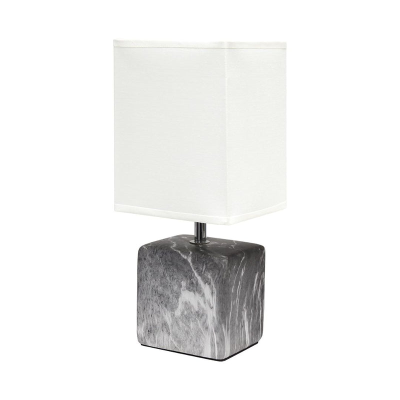 Simple Designs Petite Marbled Ceramic Bedside Mini Table Lamp