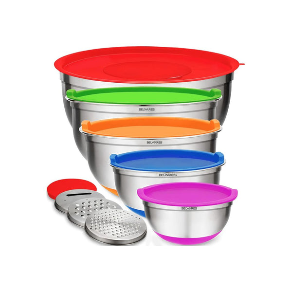 Set of 5 Stainless Steel Mixing Bowls with Lids