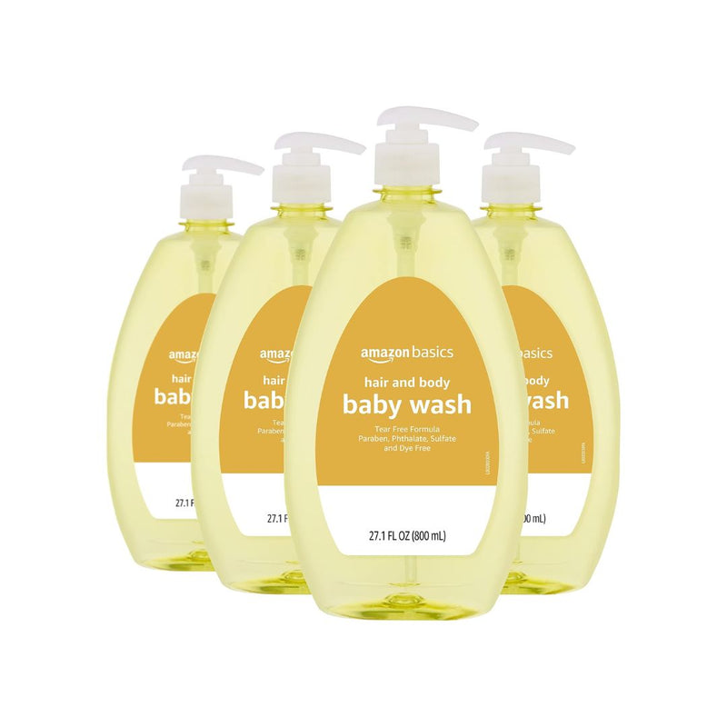 4-Pack Amazon Basics Tear-Free Baby Hair and Body Wash