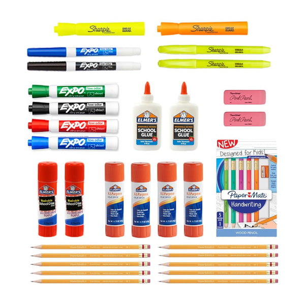 School Supplies Variety Pack (Expo, Paper Mate, Elmer’s Glue, Highlighters, and More)