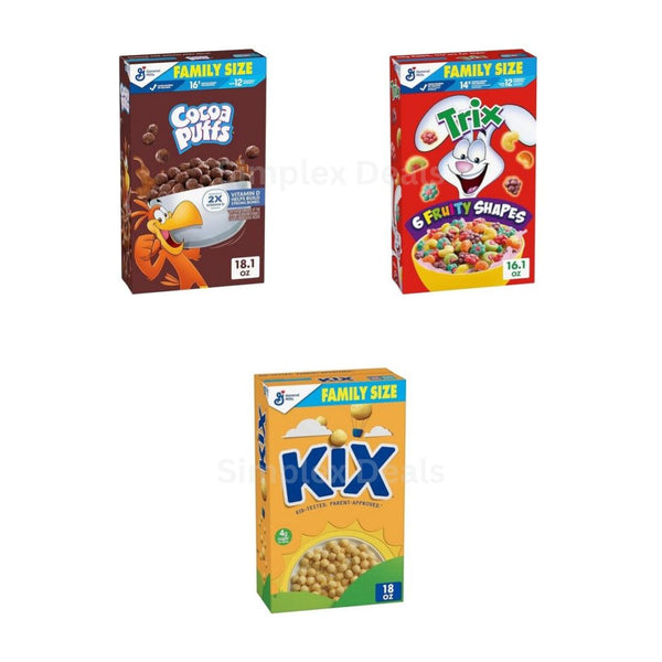 Kix, Trix or Cocoa Puffs Family Size Boxes Of Cereal