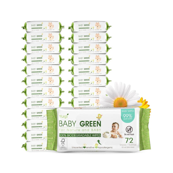 24 Packs of 72 Unscented Biodegradable Baby Wipes