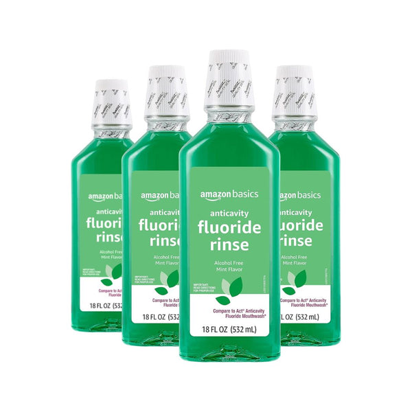 4 Bottles of Amazon Basics Anticavity Fluoride Rinse, Alcohol-Free