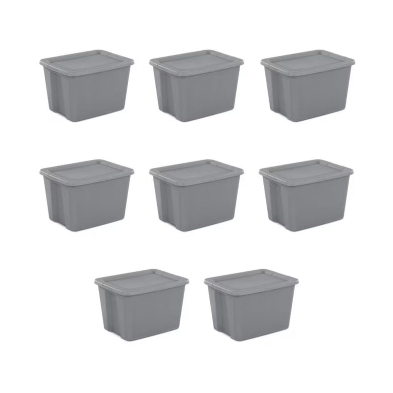 8-Count Sterilite 18 Gallon Tote Plastic Storage Bin with Snap-on Lid