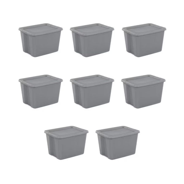 8-Count Sterilite 18 Gallon Tote Plastic Storage Bin with Snap-on Lid