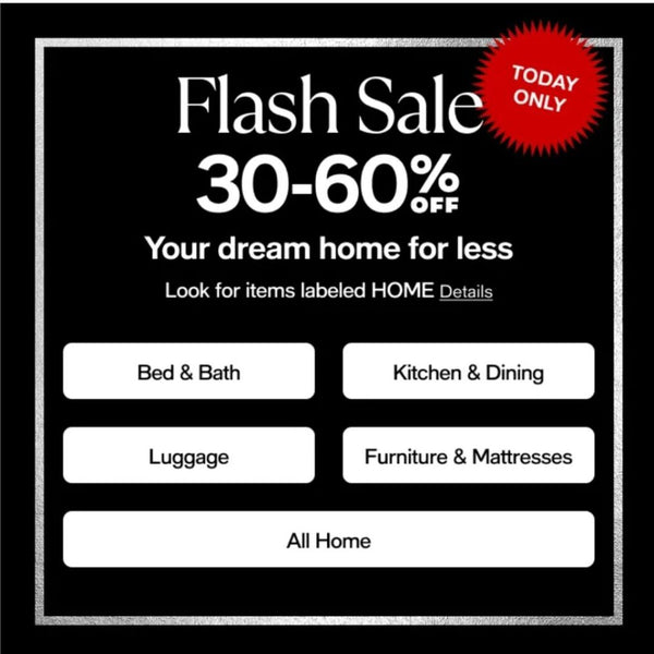 Macy’s Flash Sale: 30-60% Off Home, Kitchen, Luggage, Furniture!