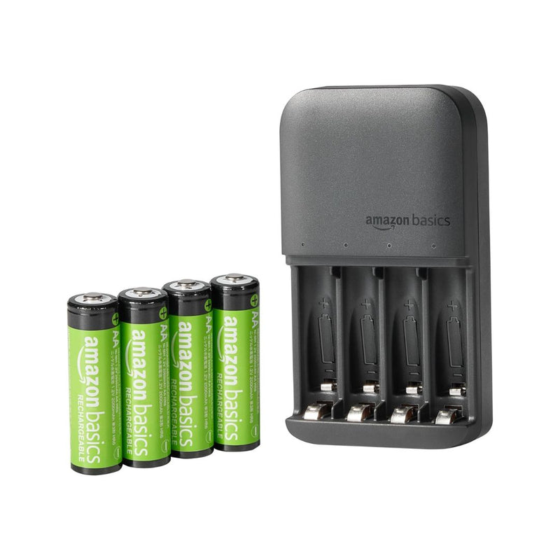 4 Bay Battery Charger with 4 Rechargeable AA NiMh Batteries