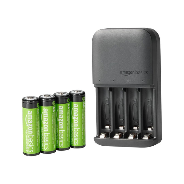 4 Bay Battery Charger with 4 Rechargeable AA NiMh Batteries