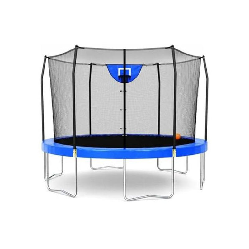 Skywalker Trampoline Outdoor Jump N' Dunk 12-FT Round Trampoline with Net