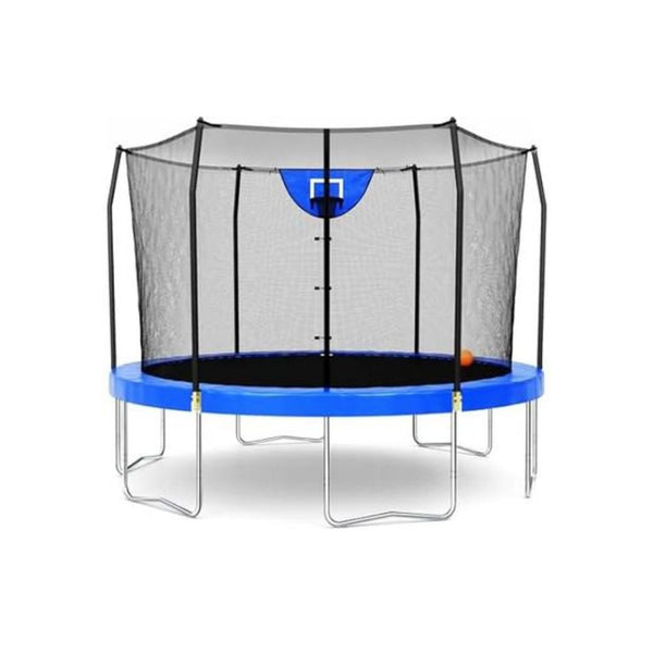 Skywalker Trampoline Outdoor Jump N' Dunk 12-FT Round Trampoline with Net