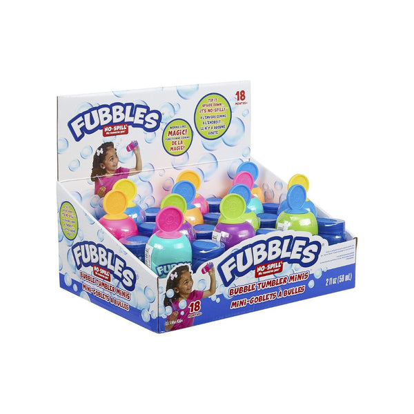 12-Pk Fubbles No Spill Bubble Tumbler Minis W/ Bubble Solution & Wand