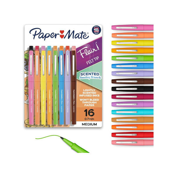 16 Paper Mate Flair Sunday Brunch Scented Felt Tip Pens