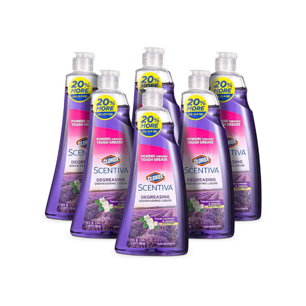 6 Bottles of  Clorox Scentiva Dish Soap, Lavender & Jasmine