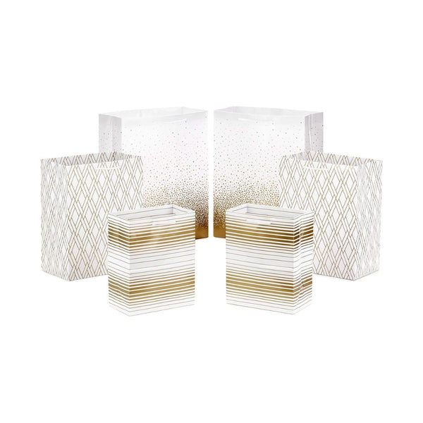 Pack of 6 Hallmark Gold Gift Bag Assortment