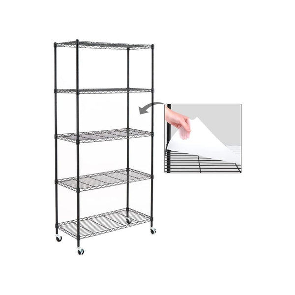 5-Shelf Shelving Unit on Wheels with Shelf Liners