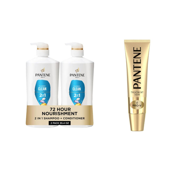 2-Pack Pantene Classic Clean 2-In-1 Shampoo & Conditioner Set + Miracle Rescue Shot