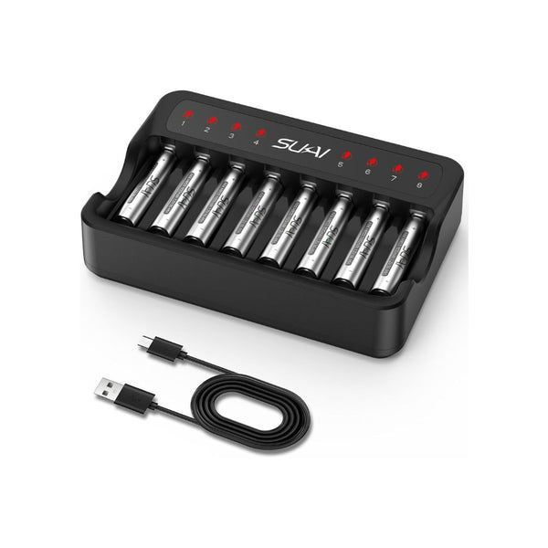 8 Rechargeable AAA Batteries with Charger