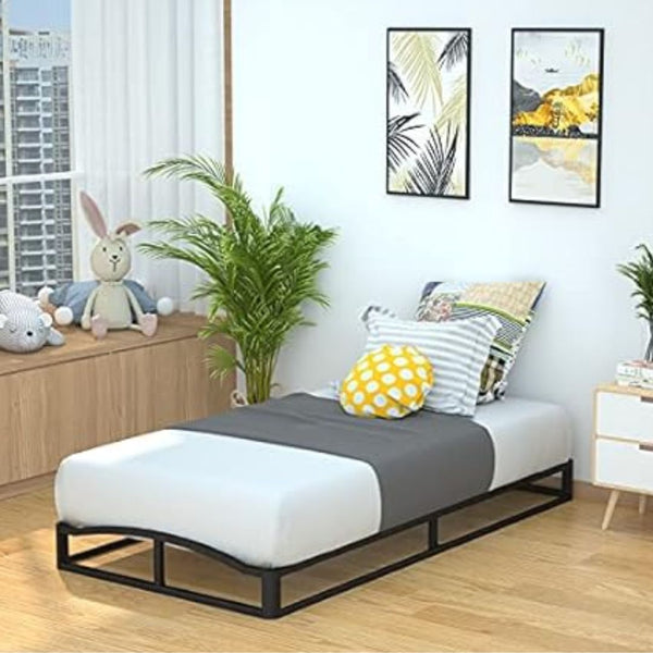Metal Platform Bed Frame with Wood Slat Support, Twin