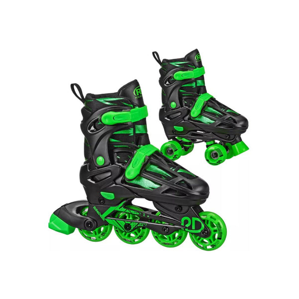 Roller Derby Green Wire Kids’ Adjustable Inline-Quad Combo Skates