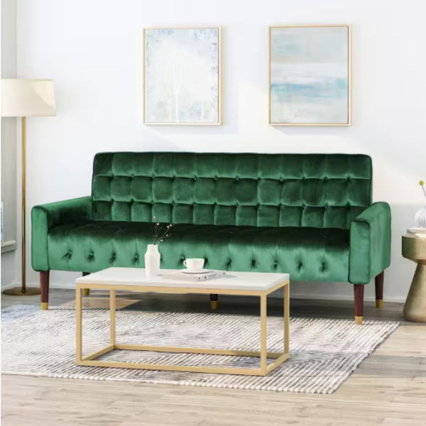 Noble House Hertford 70 in. W Square Arms Velvet Straight Sofa