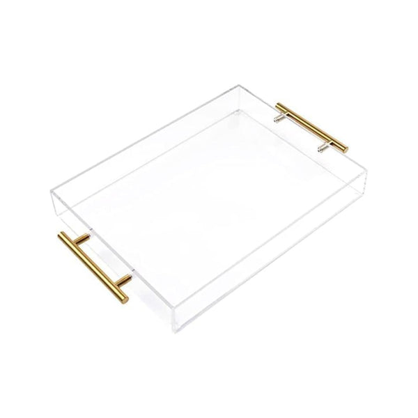 12″x16″ Clear Acrylic Serving Tray with Golden Handles