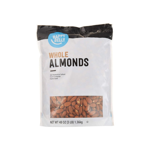 3 Pound Bag of Amazon Brand – Happy Belly Whole Raw Almonds