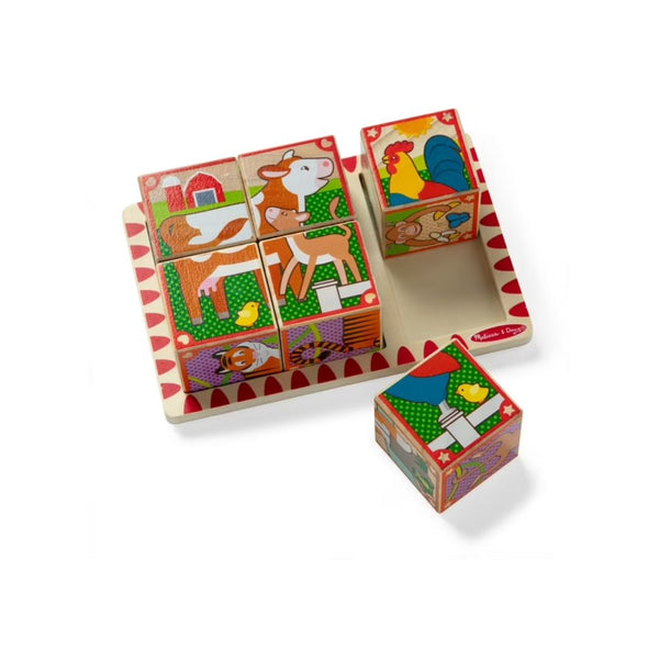 Melissa & Doug 2 in 1 Wooden Cube Puzzle – Animals