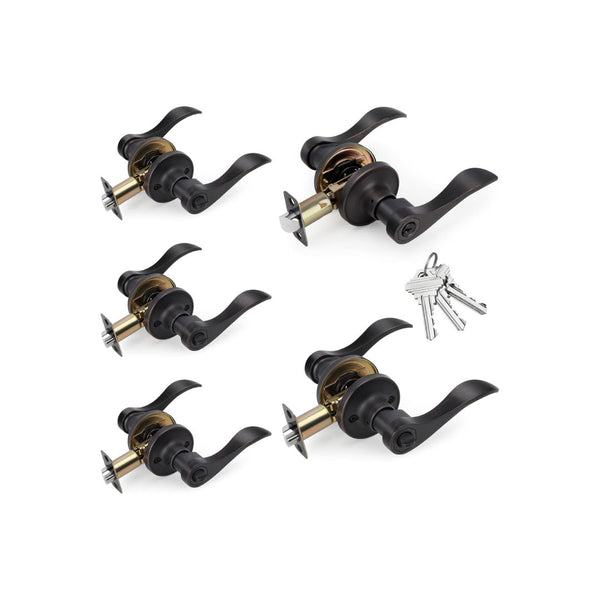 5 Keyed-Alike Wave Style Door Lever Set