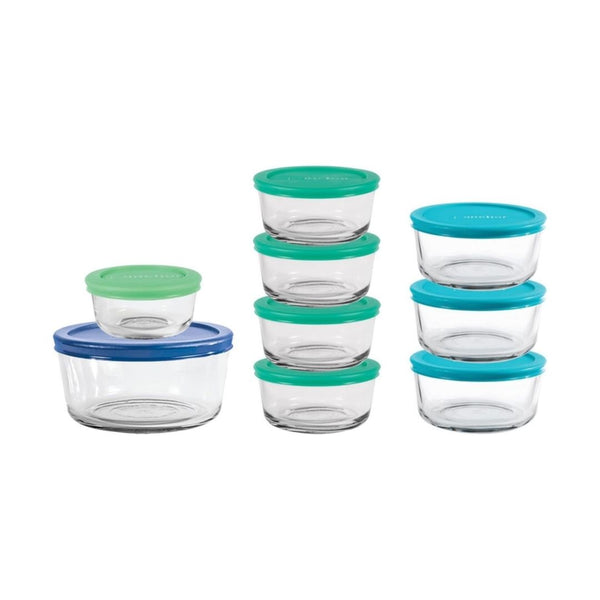 18 Piece Anchor Hocking  Glass Storage Containers with Lids