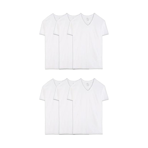 6 Fruit of the Loom Men’s Cotton Stay Tucked V-Neck T-Shirts